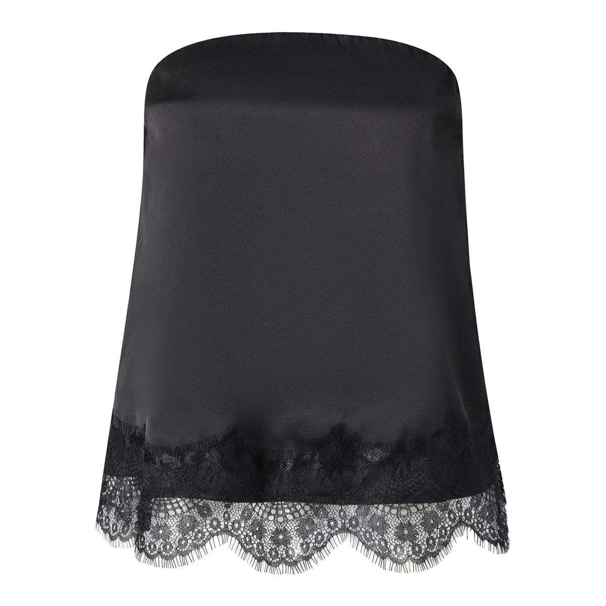 Women Solid Color Satin Tube Tops Summer Eyelash Lace Trim Backless Off-Shoulder Bandeau Backless Vest for Streetwear