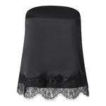 Women Solid Color Satin Tube Tops Summer Eyelash Lace Trim Backless Off-Shoulder Bandeau Backless Vest for Streetwear