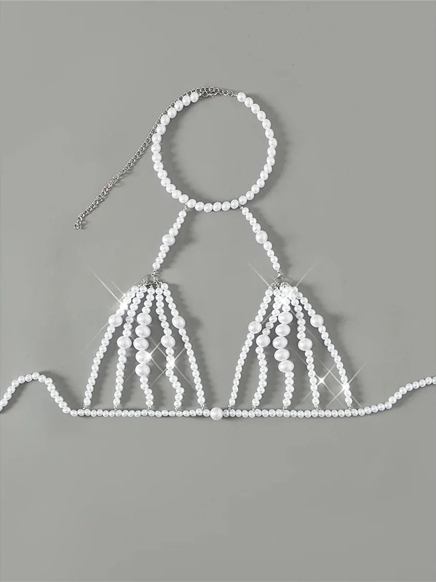 Luxury Pearls Chain Fringe Tassel Bikini Bottom Swim Brief Women Swimwear Female Bather Brazilian Tanga Panties Underwear