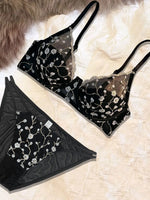Summer Thin Lace Rabbit Ear Cup Deep V Beautiful Back Bra Set for Girls