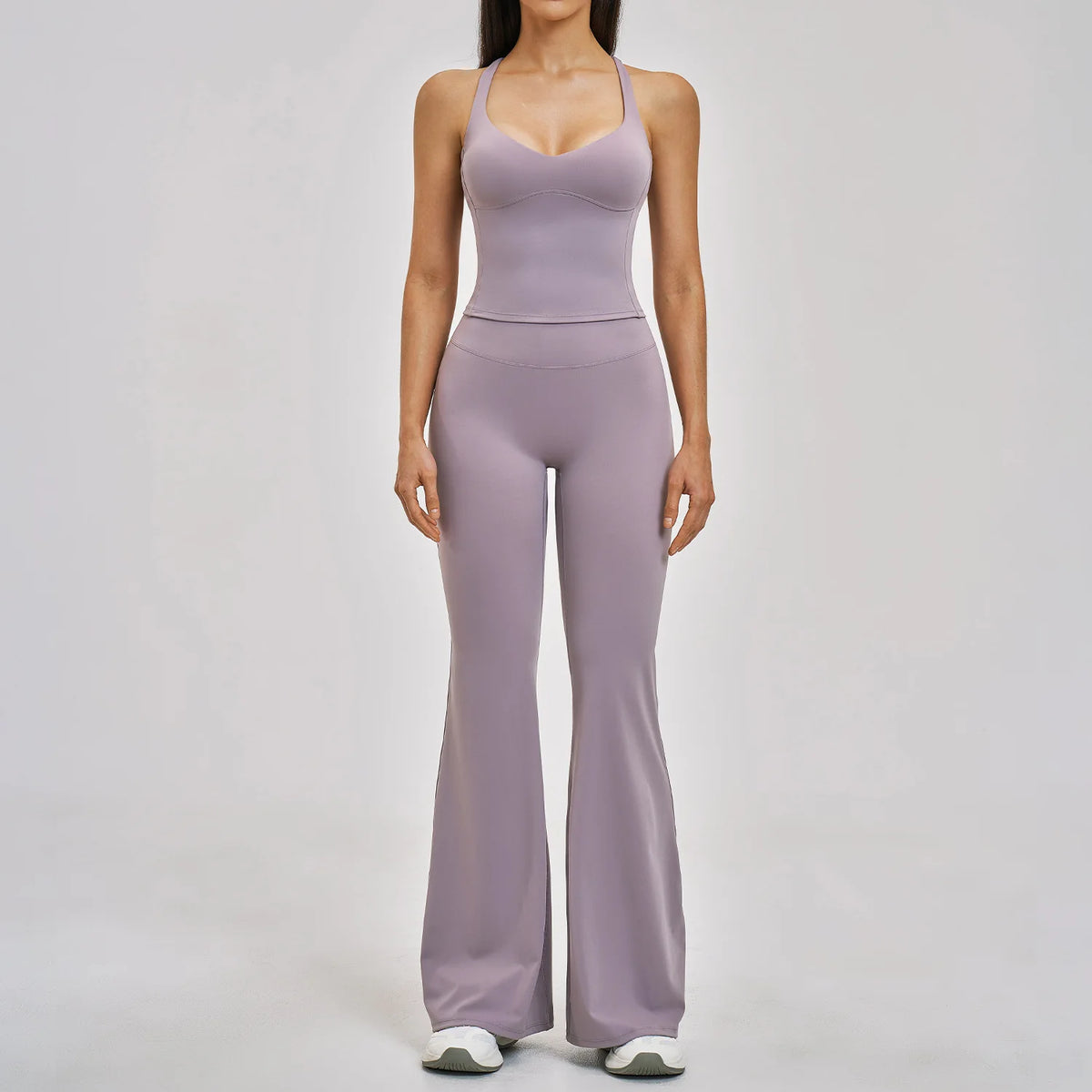 Summer Yoga Set Women Back Cross Shock-absorbing Slim Sports Tank Top Exercise Sets Outwear Running Flare Leggings Fitness Suits