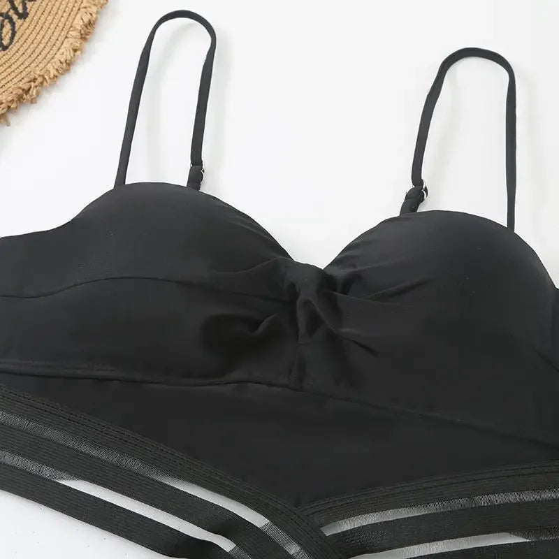 Black Push Up Swimsuit One Piece Swimwear Women Cut Out Trikini Swimming Suit Brazilian Monokini Bodysuit Beach Bathing Suit