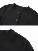 Foridol Solid O-neck Single Breasted Black Blazer Coat Women Autumn Winter Short Jacket Office Lady Vintage Buttons Veste