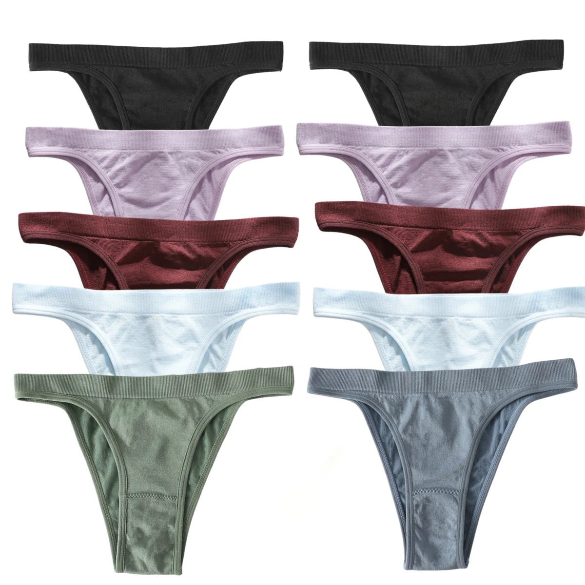 10Pcs/Set Women Seamless Panties Ribbed Underwear Sexy Lingerie High Leg Cut Female Sports Underpants Femme Thongs