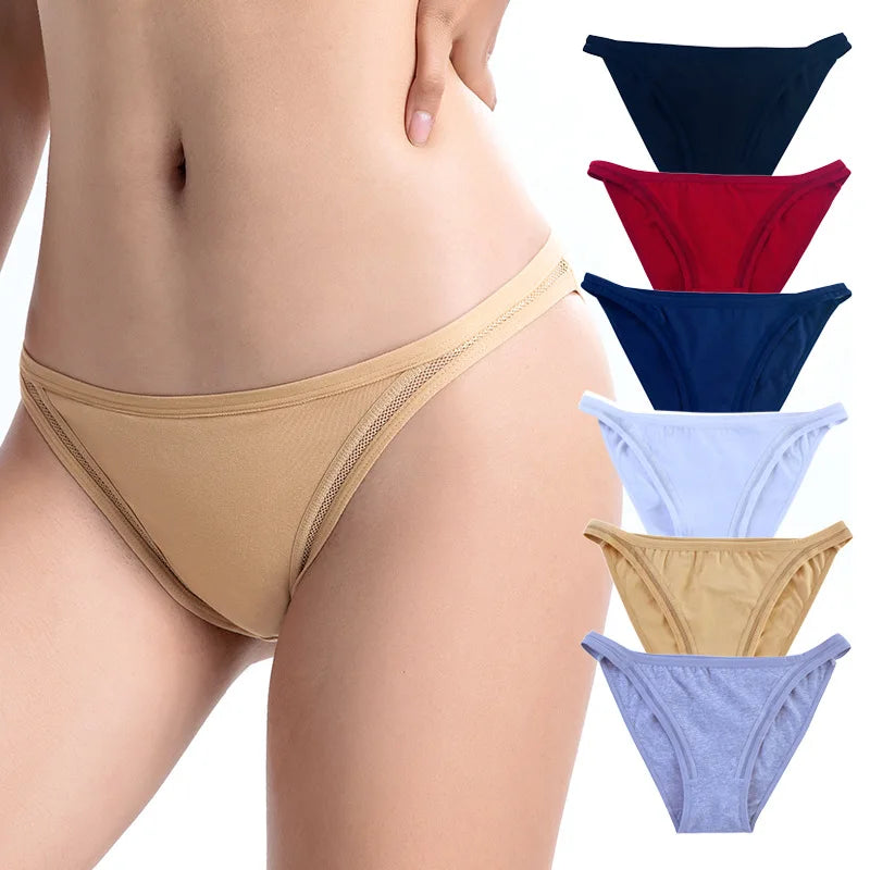 5Pcs/Set Cotton Panties Women Low Rise Briefs Solid Color Underwear Comfort Breathable Underpants M-XL Sexy Lingerie