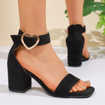 Big Size 42 Women's Black Ankle Strap Sandals Women Summer Elegant Red 7.5cm Block Heels Shoes Woman