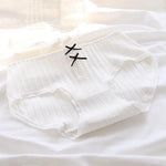 Girls SweetCute Underwear Cotton Lovely Soloid Middle Waist Briefs Young Girl Panties TeenagersWhite Intimates M L XLWhite