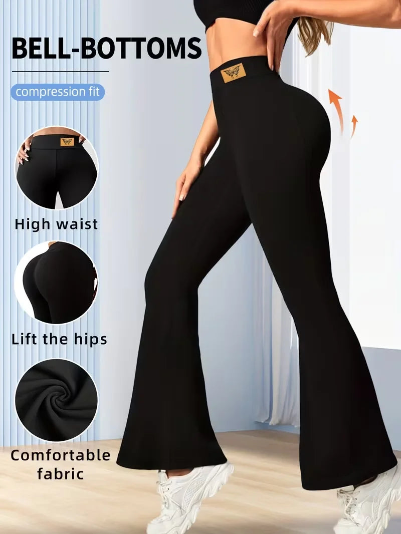 Women's Spring Summer Black Retro Wide-Leg Flare Pants, High-Waisted Slim-Fit Elastic Waist Casual Trousers, Season-Ready ,Jeans