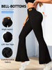 Women's Spring Summer Black Retro Wide-Leg Flare Pants, High-Waisted Slim-Fit Elastic Waist Casual Trousers, Season-Ready ,Jeans