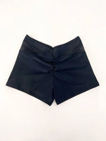 New Women Sexy Solid Ruched Bikini Bottom Mesh Sides High Waisted Two Piece Separate Elastic Flat Leg Swimming Shorts Sale