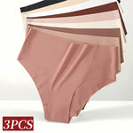 3Pcs/Set Ice Silk Panties Women High Waist Seamless Briefs Breathable Invisible Underwear Soft Stretch Sexy Lingerie XS-XL Panty