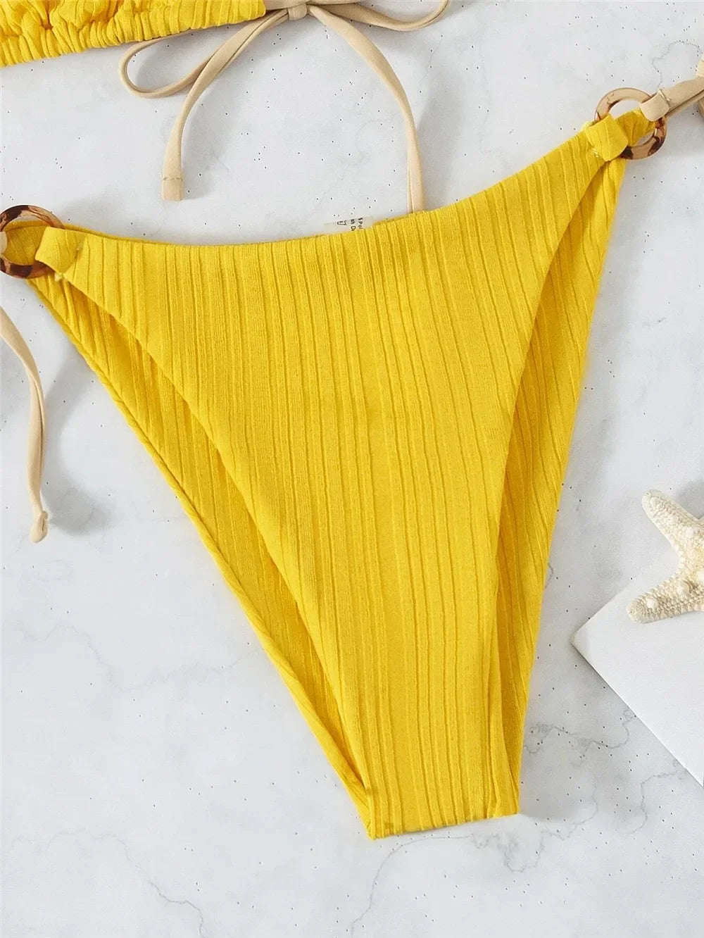 Light Blue Ribbed Swimwear String Bikinis Sets Woman 2026 Sexy Swimsuit Ring Bathing Suit Brazilian Micro Bikini Thong Donna