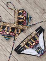 2022 Sexy Bandage Aztec Biquini String Strappy Swim Wear Bathing Suit Swimsuit Beachwear Swimwear Women Brazilian Bikini
