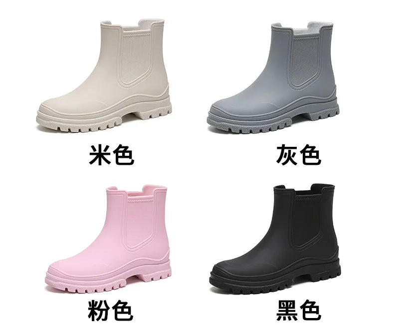 Rain Boots Women Garden Galoshes Waterproof Rubber Chelsea Boot Female Non-slip Rainshoes Fishing Water Shoes Botas Lluvia Mujer