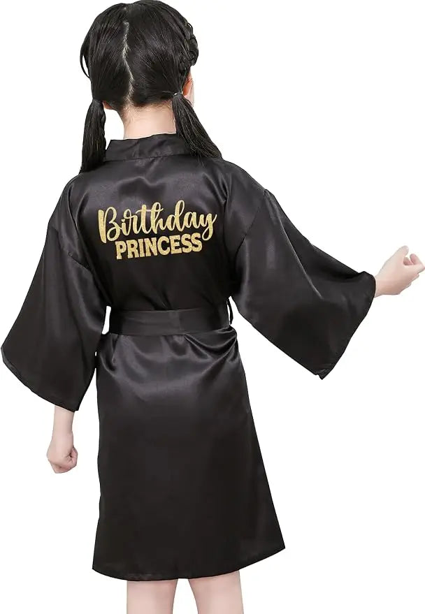 Birthday Squad Birthday Girl Princess Robe Spa Robes for Girls Party Satin Silk Kimono Robes Party Supplies