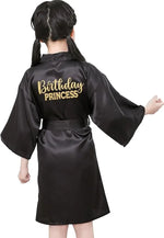 Birthday Squad Birthday Girl Princess Robe Spa Robes for Girls Party Satin Silk Kimono Robes Party Supplies