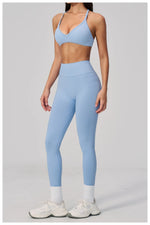 Breathable Quick Drying Yoga Set for Women Beauty Back Sports Bra High Waist Leggings Fitness Suit Outwear Gym Running Tracksuit