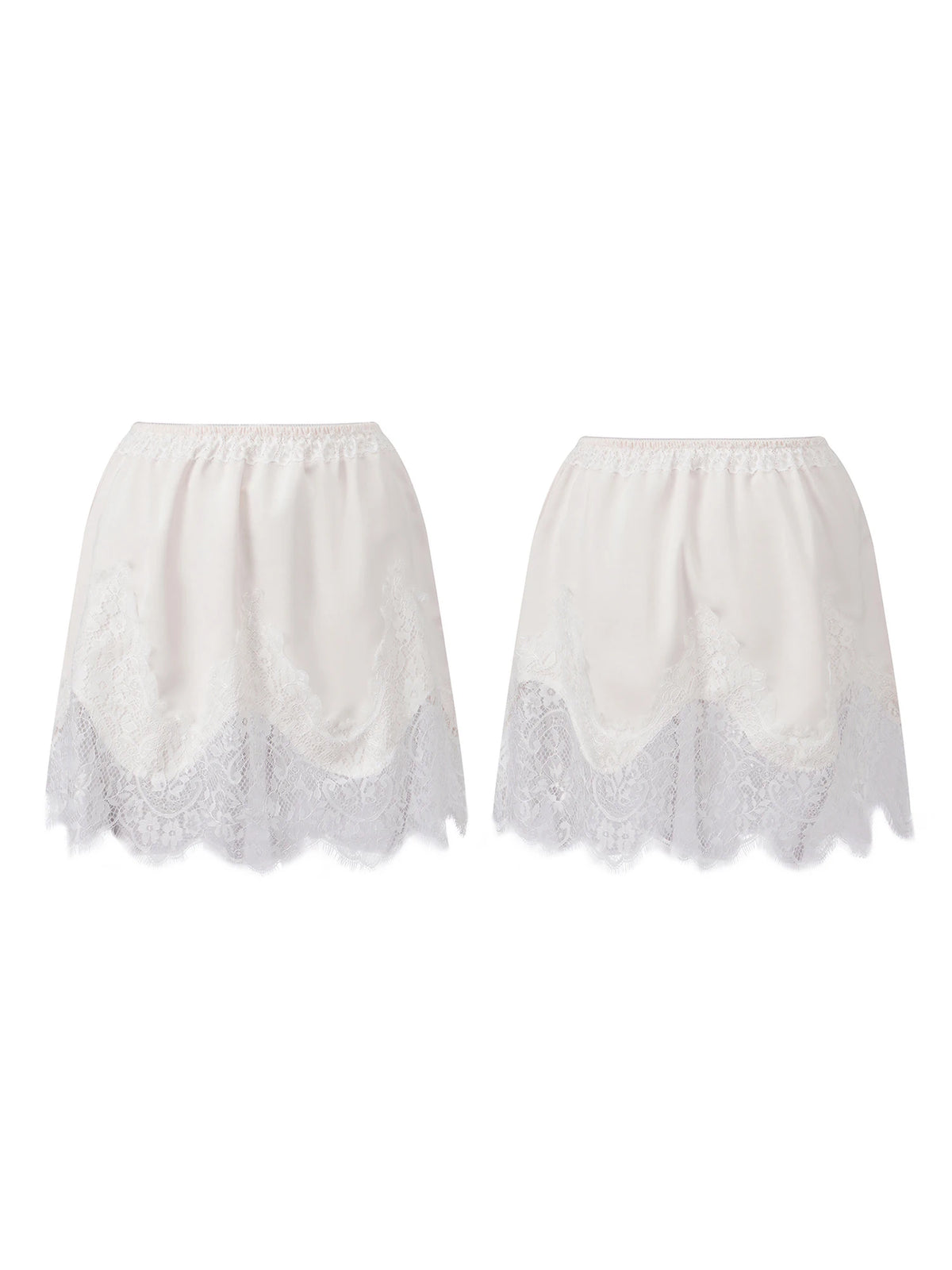 Summer Women's Satin Short Skirts Elastic Waist Lace Patchwork Skirts Half Slip Skirts Fashion