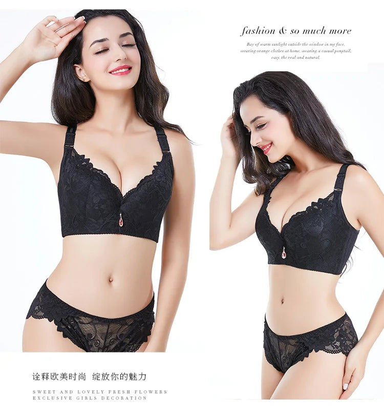 Sexy Women Bra Plus Size C D E Cup Push Up Bra Brassiere Side Adjustment Underwear Push Up Bra 75 80 85 90 95 100 105 110 115CDE