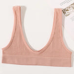 Ribbed Seamless U-Back Bralette Women's Push Up Tube Tops Wire Free Plunge Underwear Sexy Lingerie Small Cup Intimates M-XL