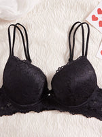 6-Piece Set Women's Bra and Panties Set Sexy Patterned Lace Patchwork No Lining Comfortable Fitting Women's Push-Up Bra Women's Underwear Set