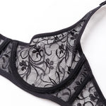 Bra For Womens Underwear Lace Bra Underwire BH Hollow Out Embroidery Perspective Sexy Lingerie Tops Plus Size Brassiere