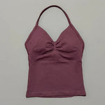 HISTELLO GYM Longline Strappy Top Women Seamless Yoga Clothing With Removable Pads V Neck Open Back Bra Workout Sports Halter