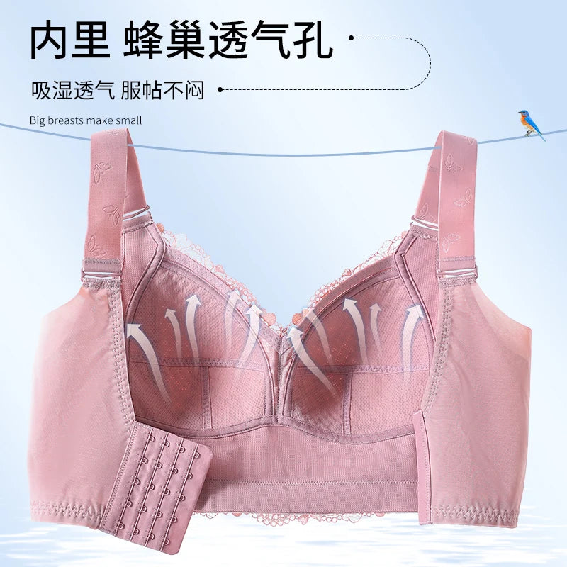 Womens Full Coverage Lace Push Up Bra Wireless Large Size Anti-sagging Underwear Female Lingerie 34 36 38 40 42 44 48 50 C D E