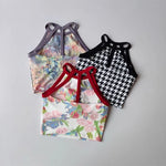 New High-end Yoga Lingerie Women's One-piece Fixed Cup Shock-proof Underwear Gathering Sexy Printed Wide Shoulder Strap Vest
