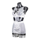 Toucheart 5-Pieces Erotic Lingerie Sexy Hip Skirt For Women Mesh Patchwork Hollow Out See-Through Lure Garters Underwear Suit