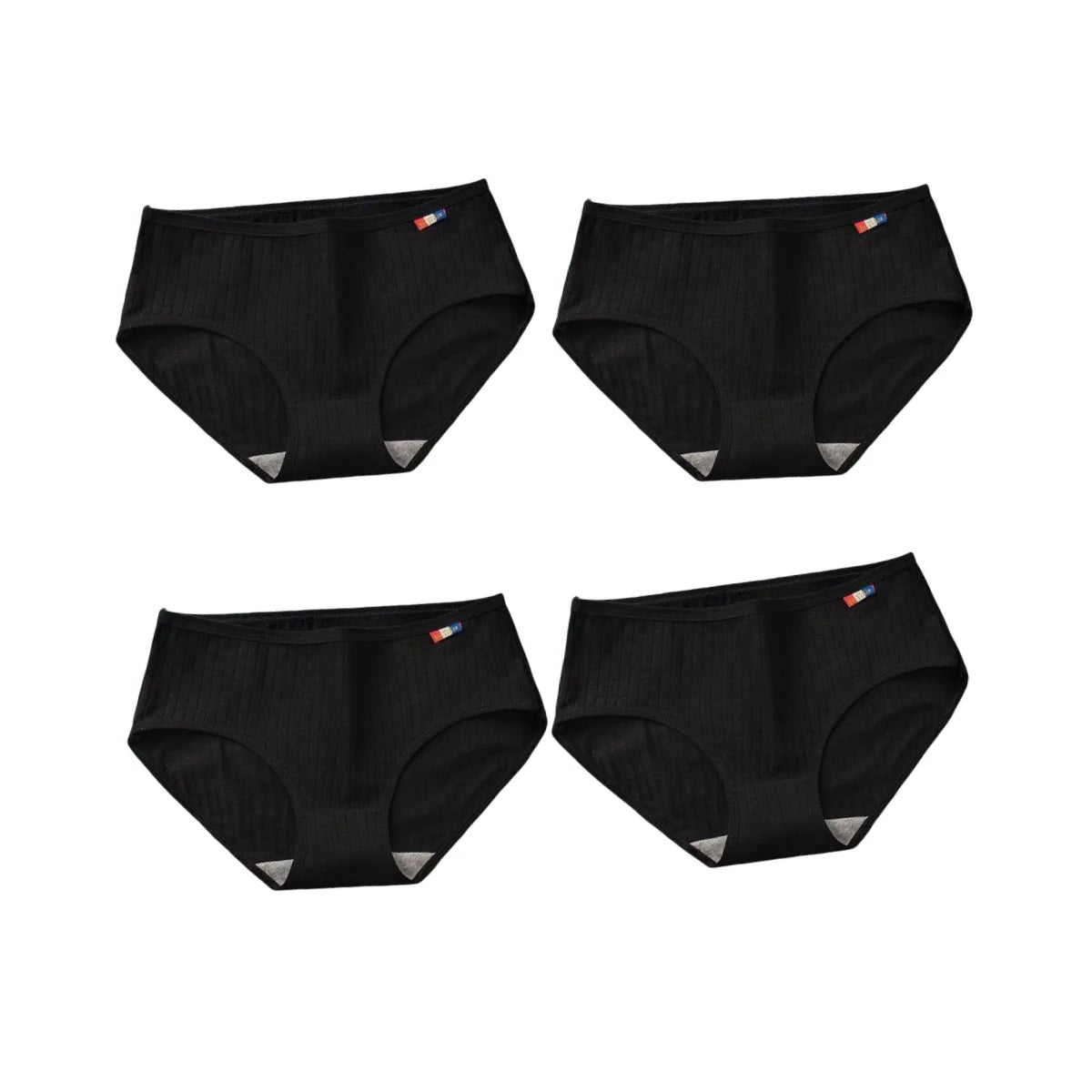 4Pcs/Set Women's Mid-Rise Cotton Panties Breathable Soft Ribbed Underwear Solid Lingerie Stretchy Comfort Daily Briefs M-XL