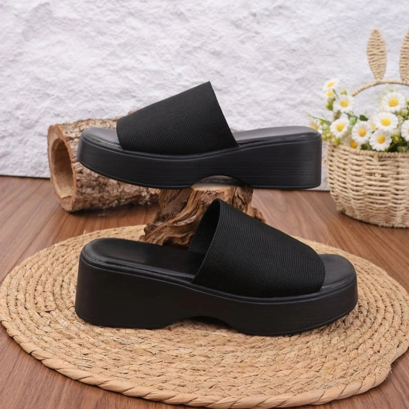 Round Toe Ultra High Slide Women Sandals Summer Fashion Open Toe Wedges Platform Sandals Simple Comfortable Non-slip Ladies Shoe