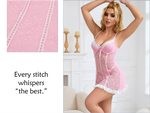Purple Sexy Lace Ruffled Suspender Babydoll Nightdress for Women Push Up Chemise Sleepwear Lingerie