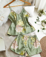 New Women's Summer Sexy Fashion Printed Pajama Set Satin Comfortable Breathable Soft Home Clothes Strap Sleeper Two Piece Set