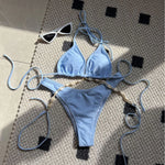 Sexy White Shell String Halter Triangle Bikini Set Women Swimwear Micro Thong Swimsuit Bathing Suit Mini Bikinis 2026 Mujer Swim