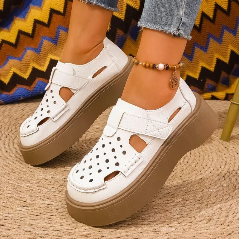 Comfortable Hollow Out Retro Thick Heel Mary Jane Single Shoes for Women Breathable Spring Summer Autumn New Style Size 35-41