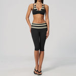 Summer Polka Dot Yoga Sets Women Hanging Neck Shockproof Sports Bra Fitness Suit Folding High Waist Mid Pants Gym Tracksuit