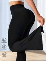 Women's Spring Summer Black Retro Wide-Leg Flare Pants, High-Waisted Slim-Fit Elastic Waist Casual Trousers, Season-Ready ,Jeans