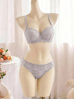 Multicolor Lace Set Transparent Floral Two Pieces Clothing Underwire Push Up Lingeries For Woman Set A2123