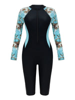 2026 Zipper Slim Swimsuit Women Long Sleeve & Knee One Piece Swimwear Female Bather Bathing Swimming Swim Surf Suit Beachwear