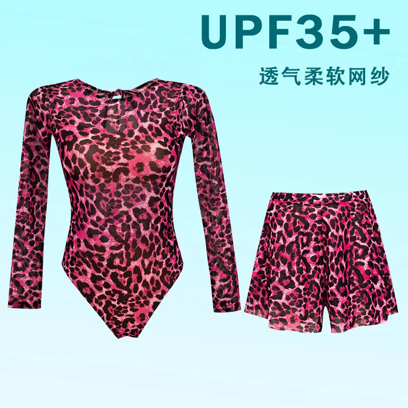 2026 New Sexy Print One Piece Swimsuit Women Swimwear Monokini Long Sleeve Bathing Suit Female Bodysuit Surfing Swim Wear Beach