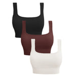 Women'S Ribbed Seamless Sports Bralettes,High Stretch Knit Fabric, Solid Color, with Removable Pads for All Seasons