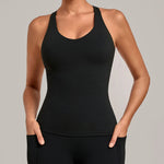 Women's Seamless Yoga Vest Sports Fitness Gym Beauty Back Top Nude Slim Fit Training Running Workout Vest