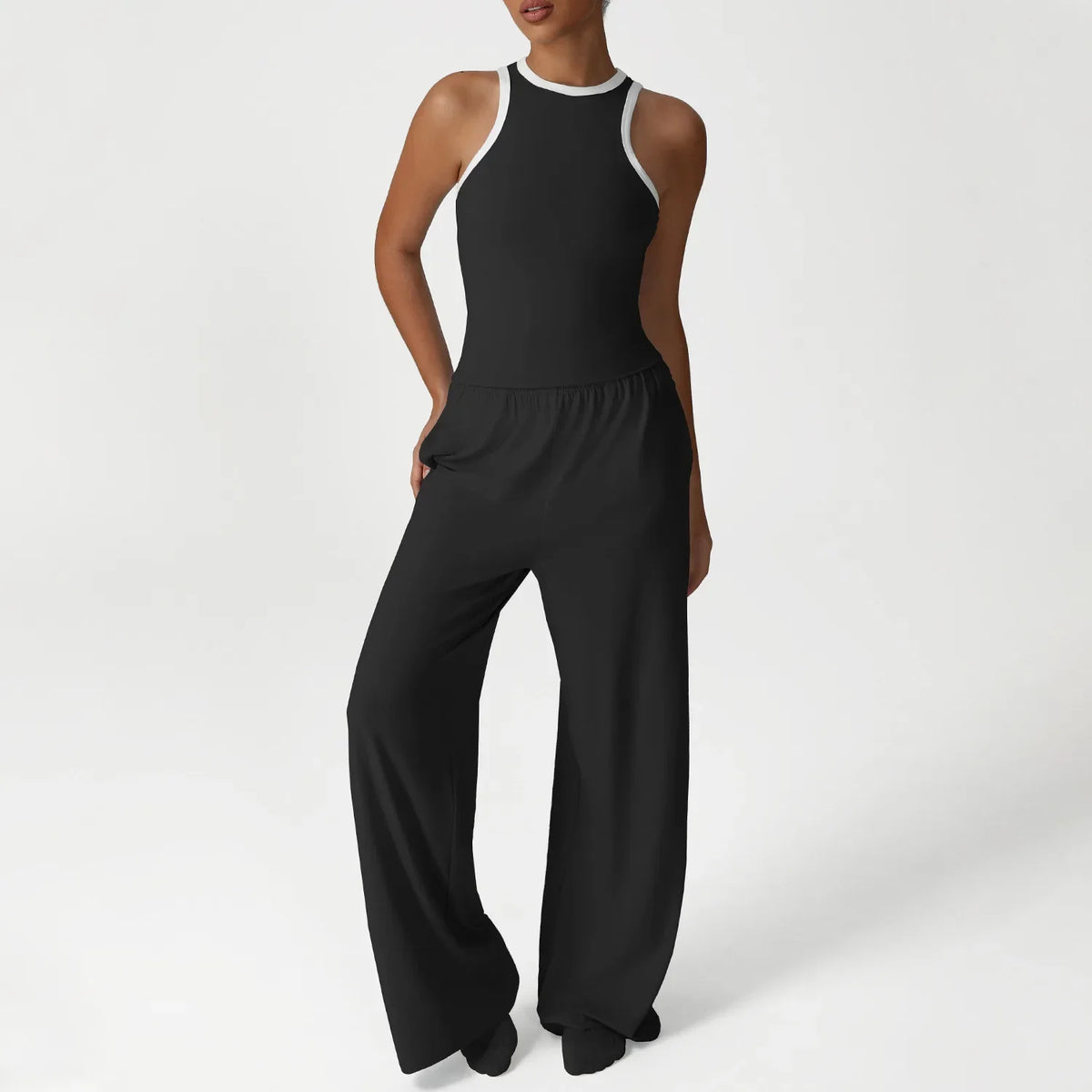 New Women's Yoga Set Wide-Leg Yoga Pants & Slim Tank - Loose Dance Workout Outfit for Running Fitness Sports 2-Piece