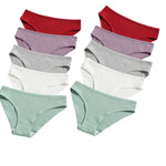 10Pcs/Set Women Cotton Briefs Breathable Panties Low Waist Briefs Sports Solid Soft Skin-Friendly Underwear Daily Wear S-XXL