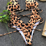 Leopard Deep V Neck Wrap Around High Cut Women Swimwear One Piece Swimsuit Female Monikini Tummy Cut Out Bathing Suit Swim Lady