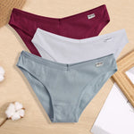 3PCS Women Cotton Panties Female Sexy Intimates Low Rise G-String Thongs Ladies Bikini Girl Solid Color Underwear Soft Lingerie