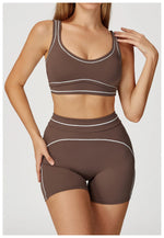 Quick Dry High Waist Yoga Shorts Contrast Color Blocking Splicing Training Sports Pants Push Up Hip Lifting Fitness Yoga Shorts