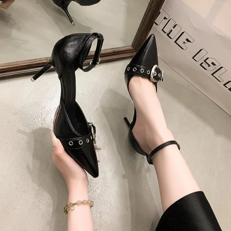 Pointed Toe Pumps WomenShoes Fashion Luxuy Footwear Female Ankle Strap Shoes Ladies High Heels Sandals 2025