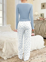 Women SleepwearLong Sleeve T-shirt with Long Trouses Set Autumn Winter Pajamas Set Homewear Femme Loungewear